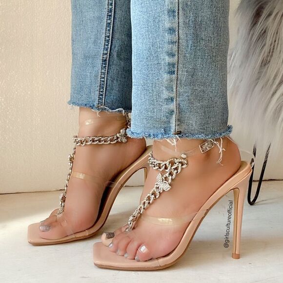 Butterfly Ankle Charm Bracelet Clear Heel - Picture 3 of 7